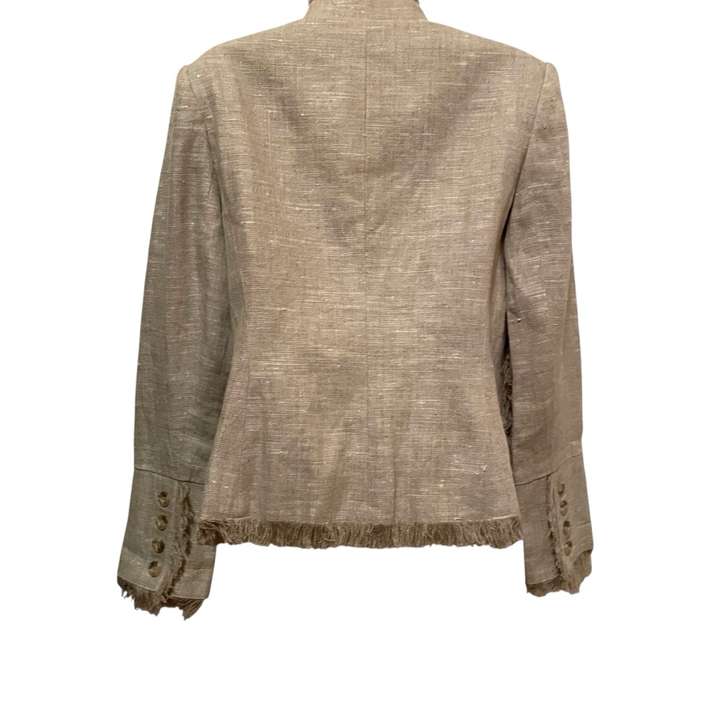 Boston Proper Women's Linen Blazer Raw Edge Size 10 Tan Office Classy - Picture 7 of 11